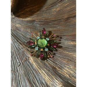 Beautiful Multi Colored Rhinestones Brooch